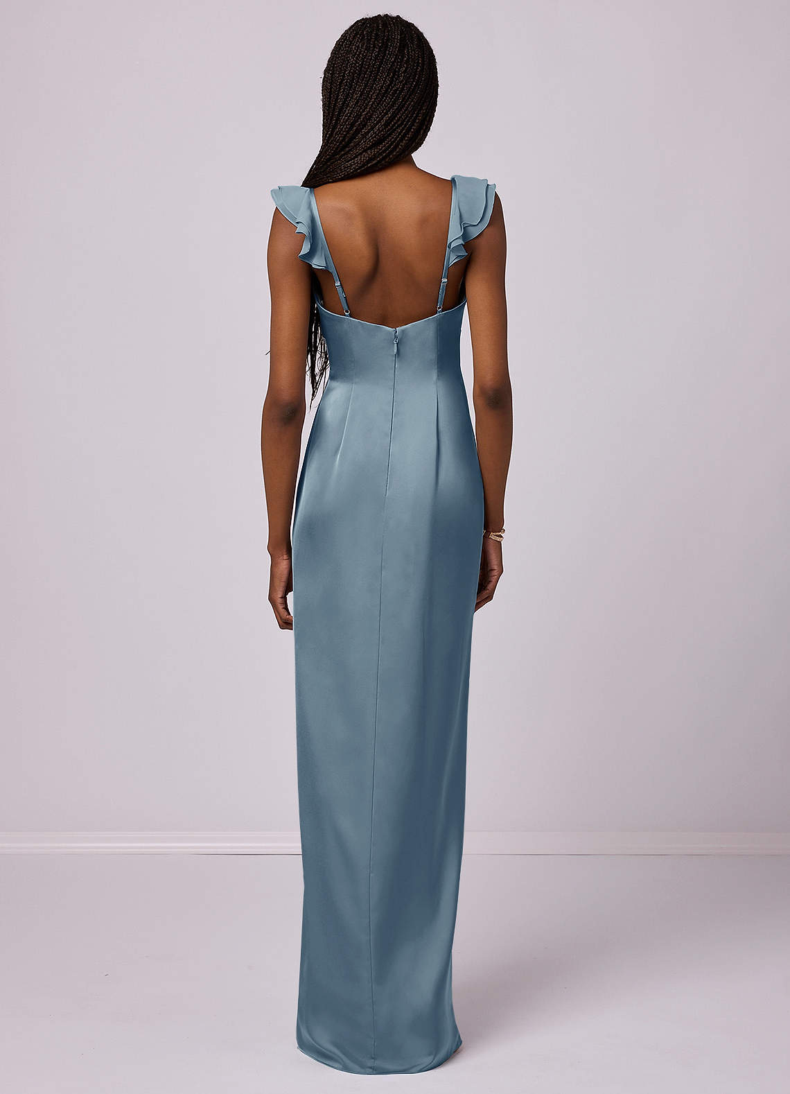 Barbie ♥ Azazie Bridesmaid Dresses Sheath Stretch Satin Floor-Length Dress image4