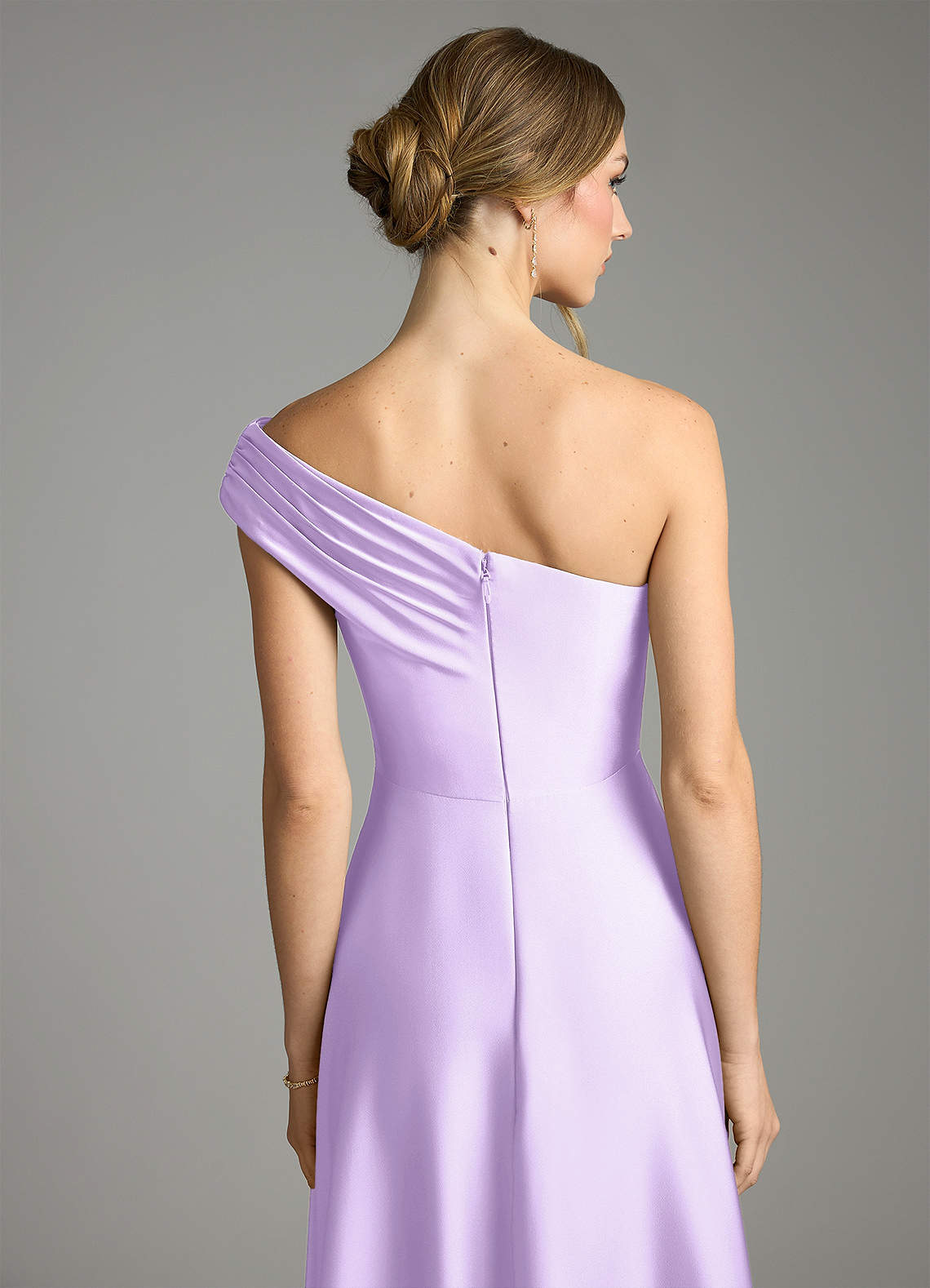 Azazie Melanie Lilac Stretch Satin Bridesmaid Dresses | Azazie CA