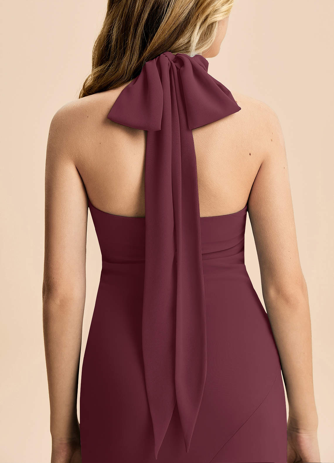 Azazie Velli Junior Cabernet Mermaid High Neck Chiffon Dress image5