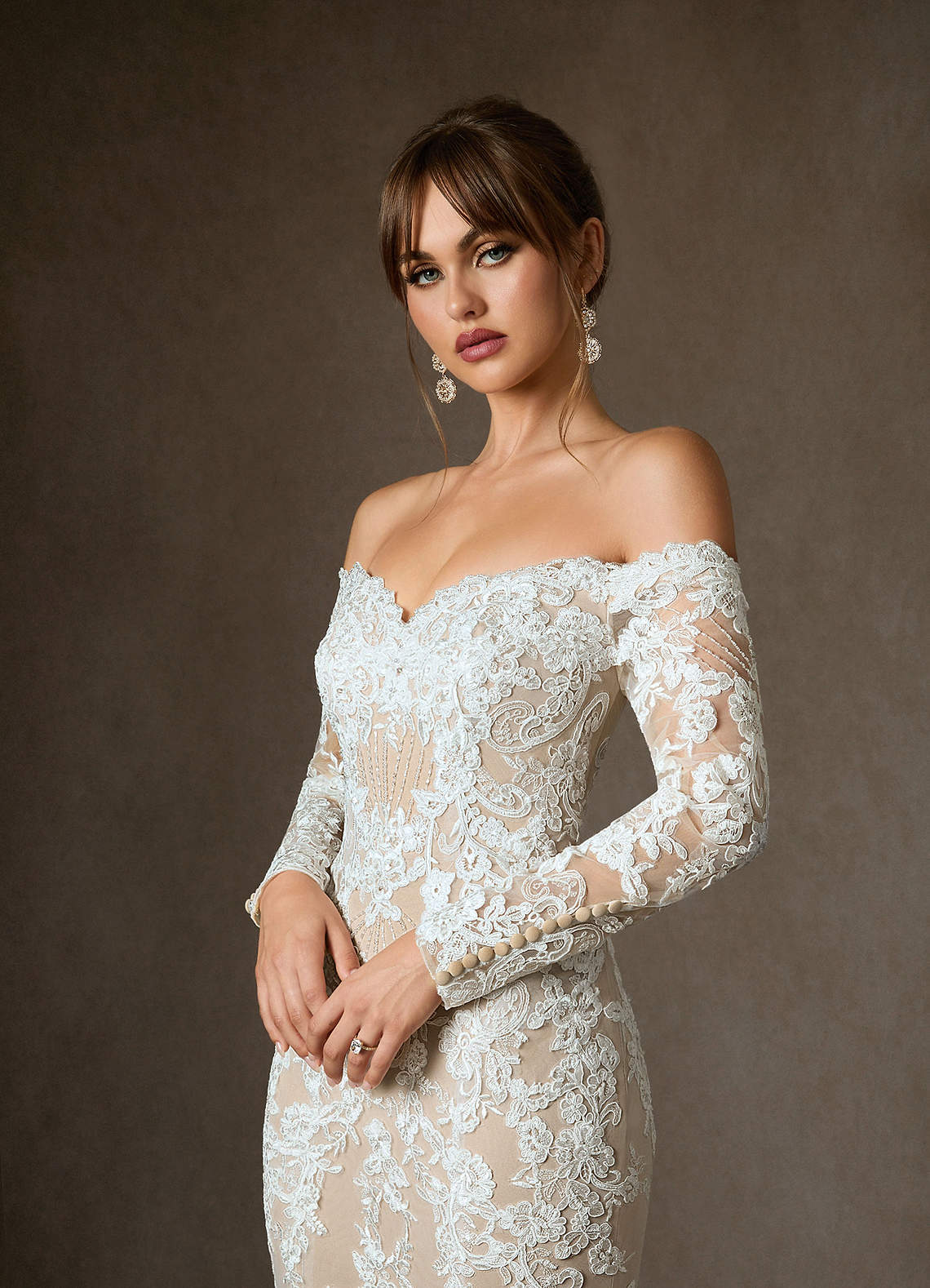 Azazie Empiria Wedding Dresses Diamond White Champagne Mermaid Sequins Tulle Dress image4