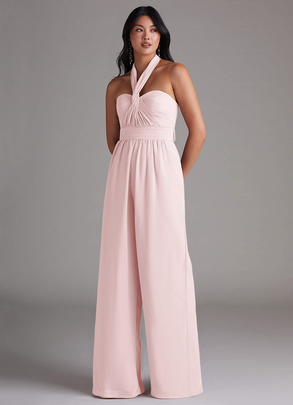 Azazie Lamara Blushing Pink Chiffon Bridesmaid Dresses | Azazie