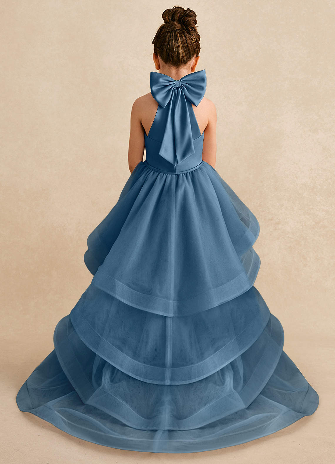 Azazie Bev Robe Demoiselle D'honneur Fillette Robe Trapèze en Tulle Convertible Bermude image1