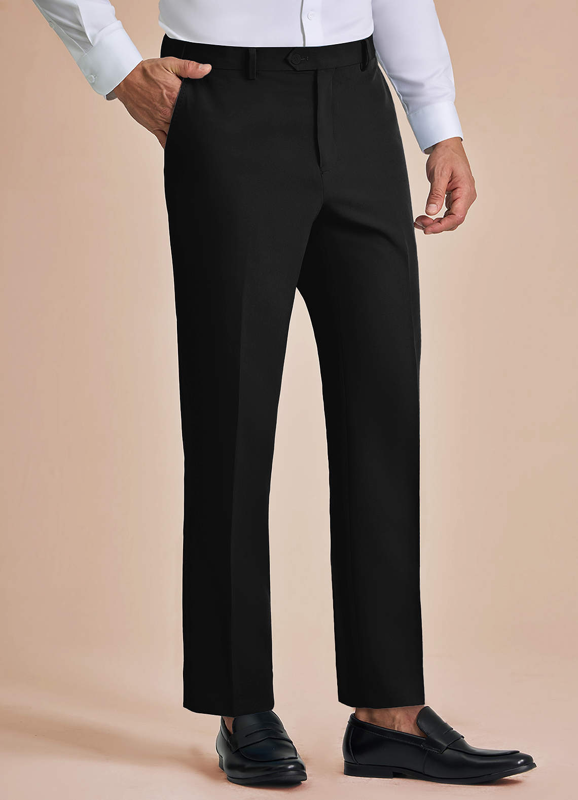 front James Black Structured Stretch Dress Pants