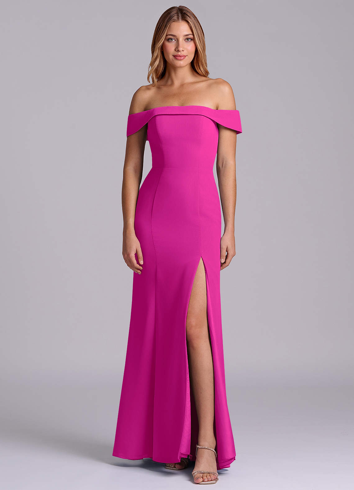 fuchsia chiffon bridesmaid dress Wedtrend Women V-Neck Long Floor Length Chiffon Bridesmaid Dress – WEDTREND