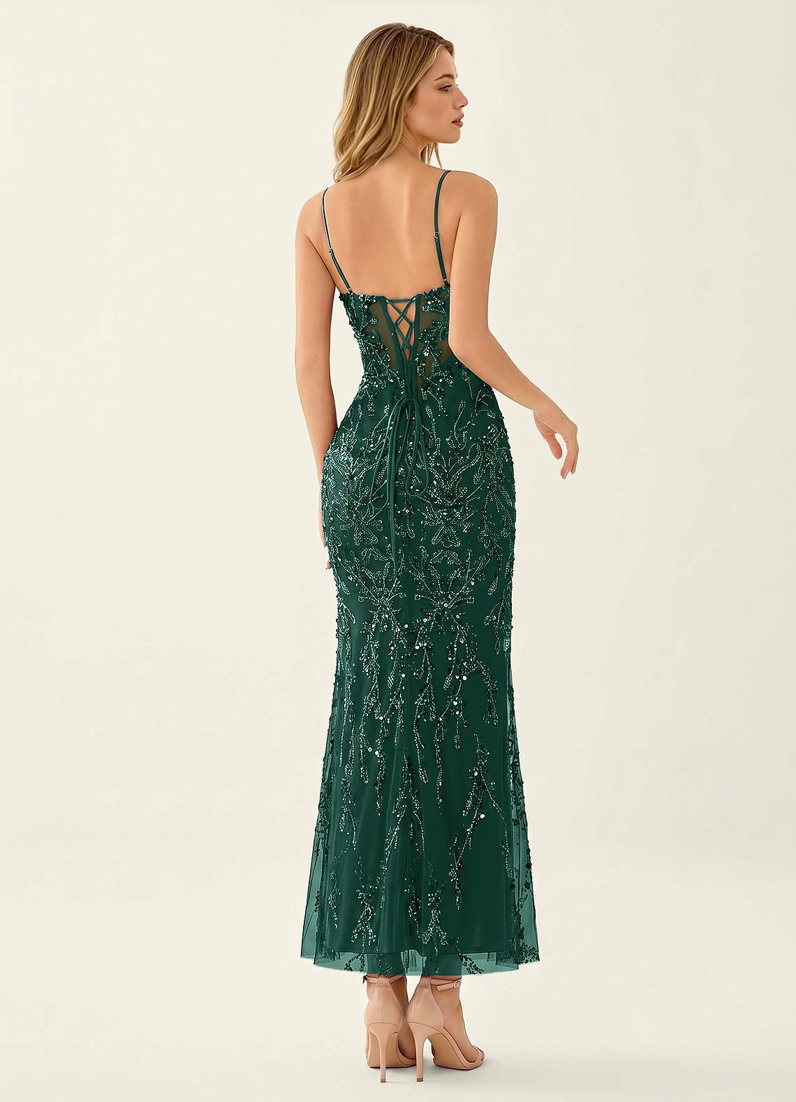 dark green wedding dress guest Azazie 2026 Corset Lace Up Mermaid Prom Dress Dark Green Gown