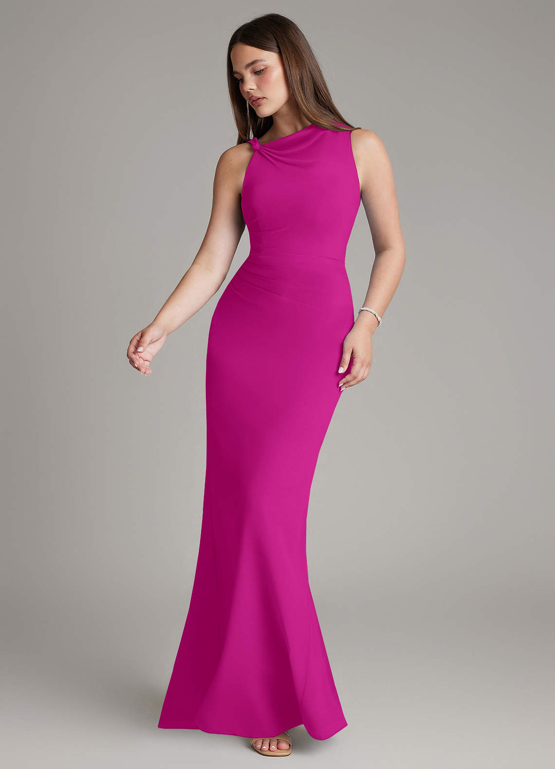 sky blue dresses for wedding Wedtrend Women Guest Dress A Line Chiffon Pleated Ruffle Sleeves Bridesmaid Dress with Slit, Chiffon color / US6 Color:Pink as pic white woman dresss Party Dress Modest Cocktail Natural7