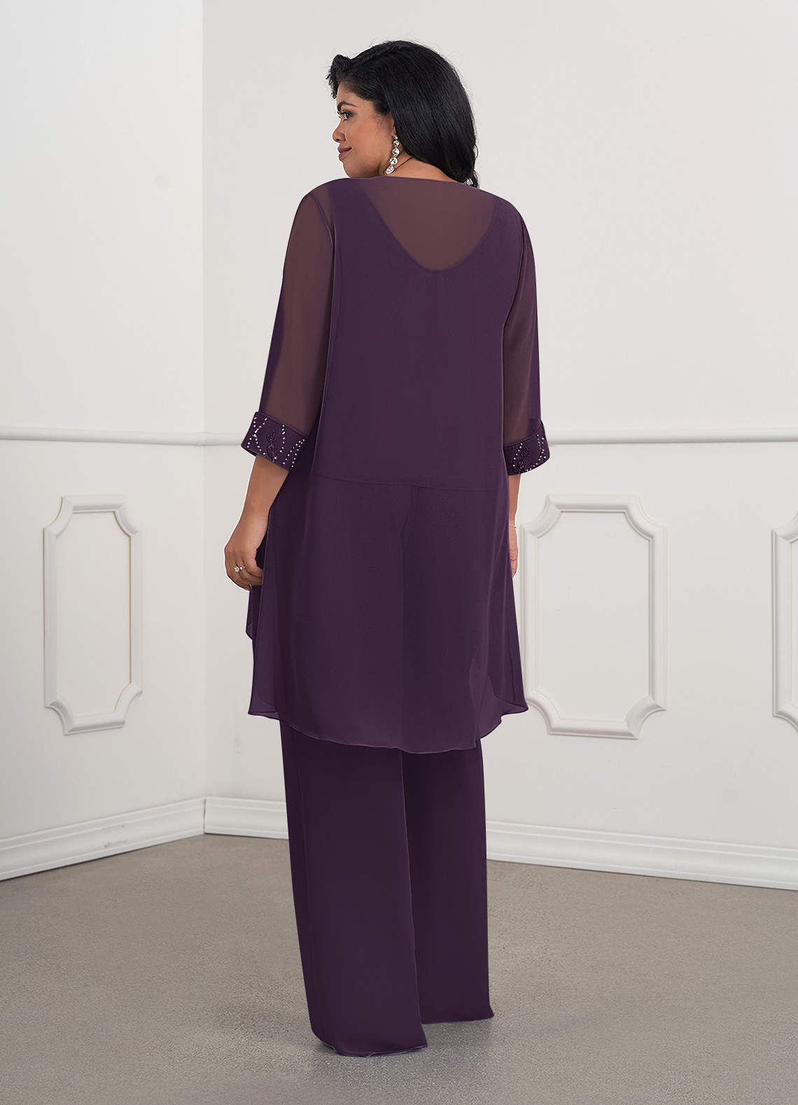 Azazie Maura Plum Jumpsuit/Pantsuit Sequins Chiffon Dress | Azazie