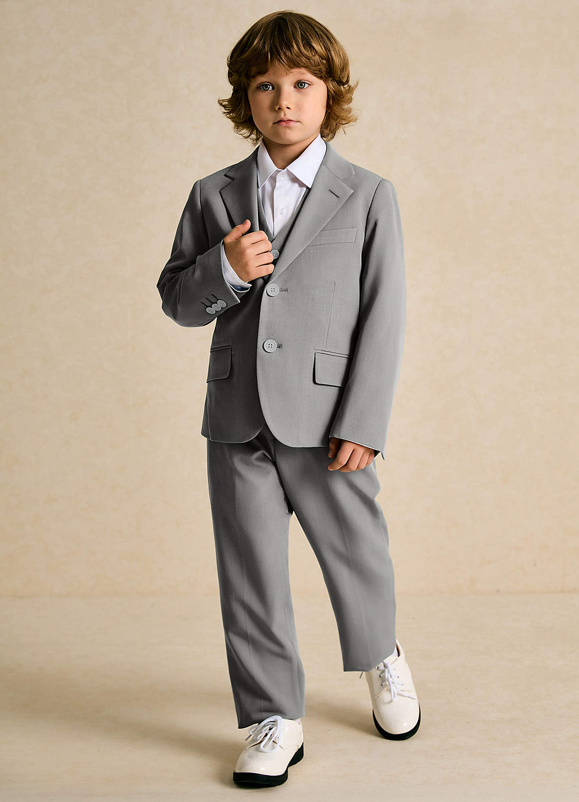 front Oliver Boys Grey 3-Piece Suit