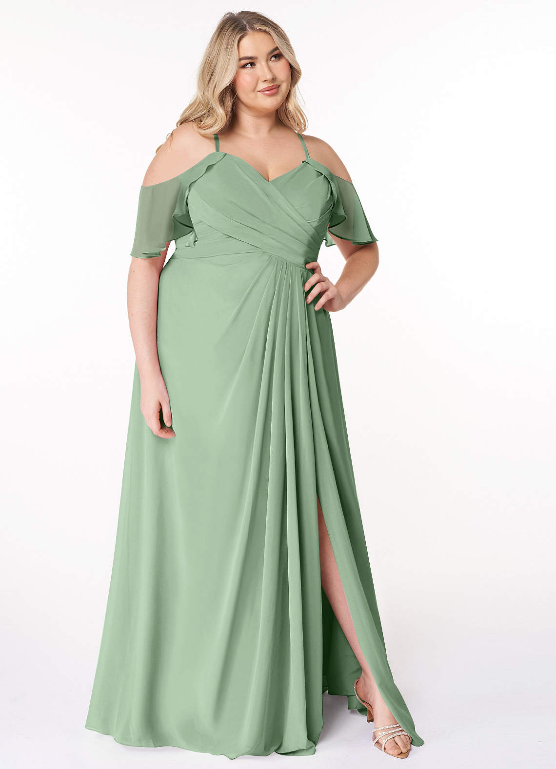green emerald velvet dress Slim Pleated Maxi Dress main image 1