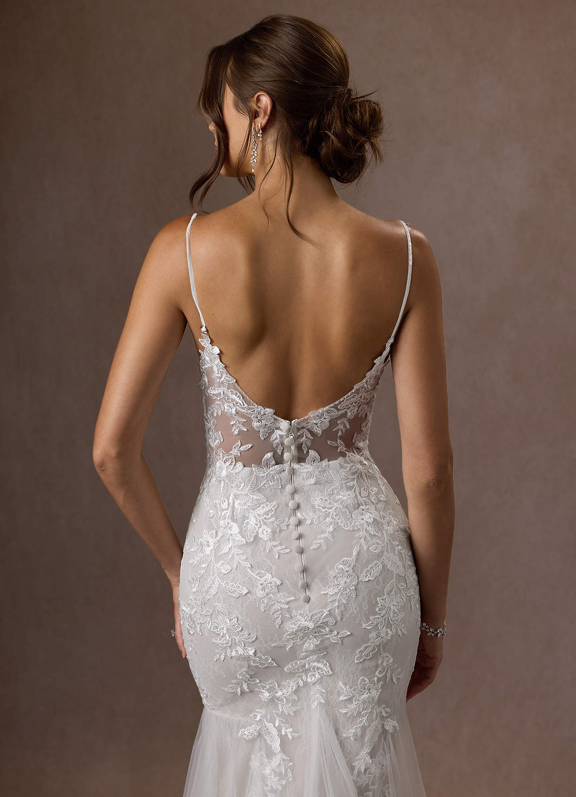 Azazie Leonie Wedding Dresses Diamond White Mermaid V-Neck Sequins Tulle Dress image13