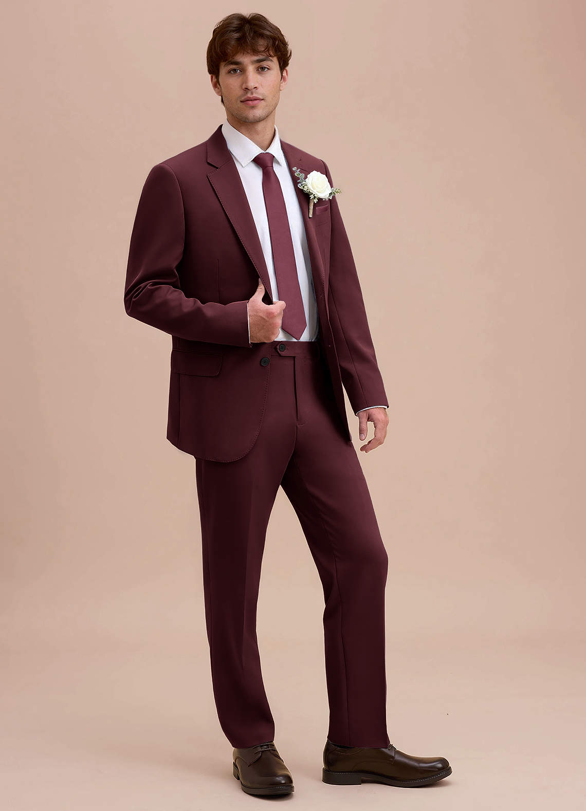 front Ethan Cabernet Refined Weave Performance Suit Jacket