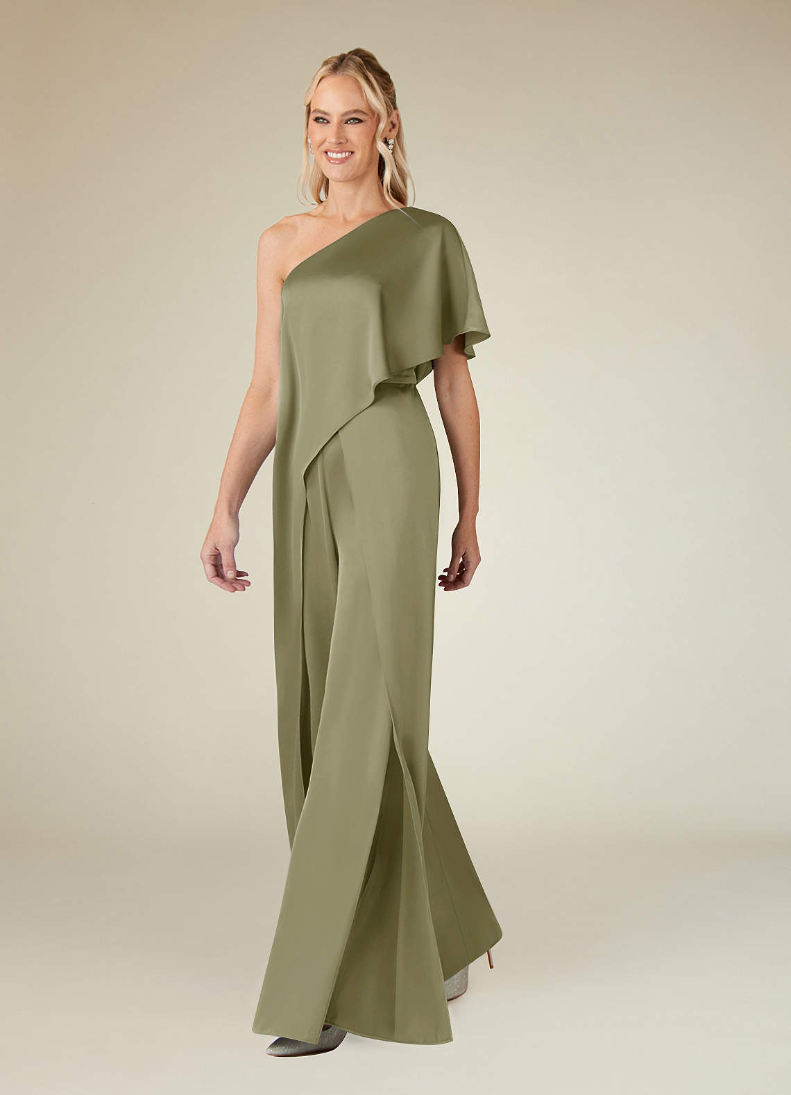 Azazie Hagretta Mother of the Bride Dresses Pistachio Jumpsuit/Pantsuit Stretch Satin Dress image7