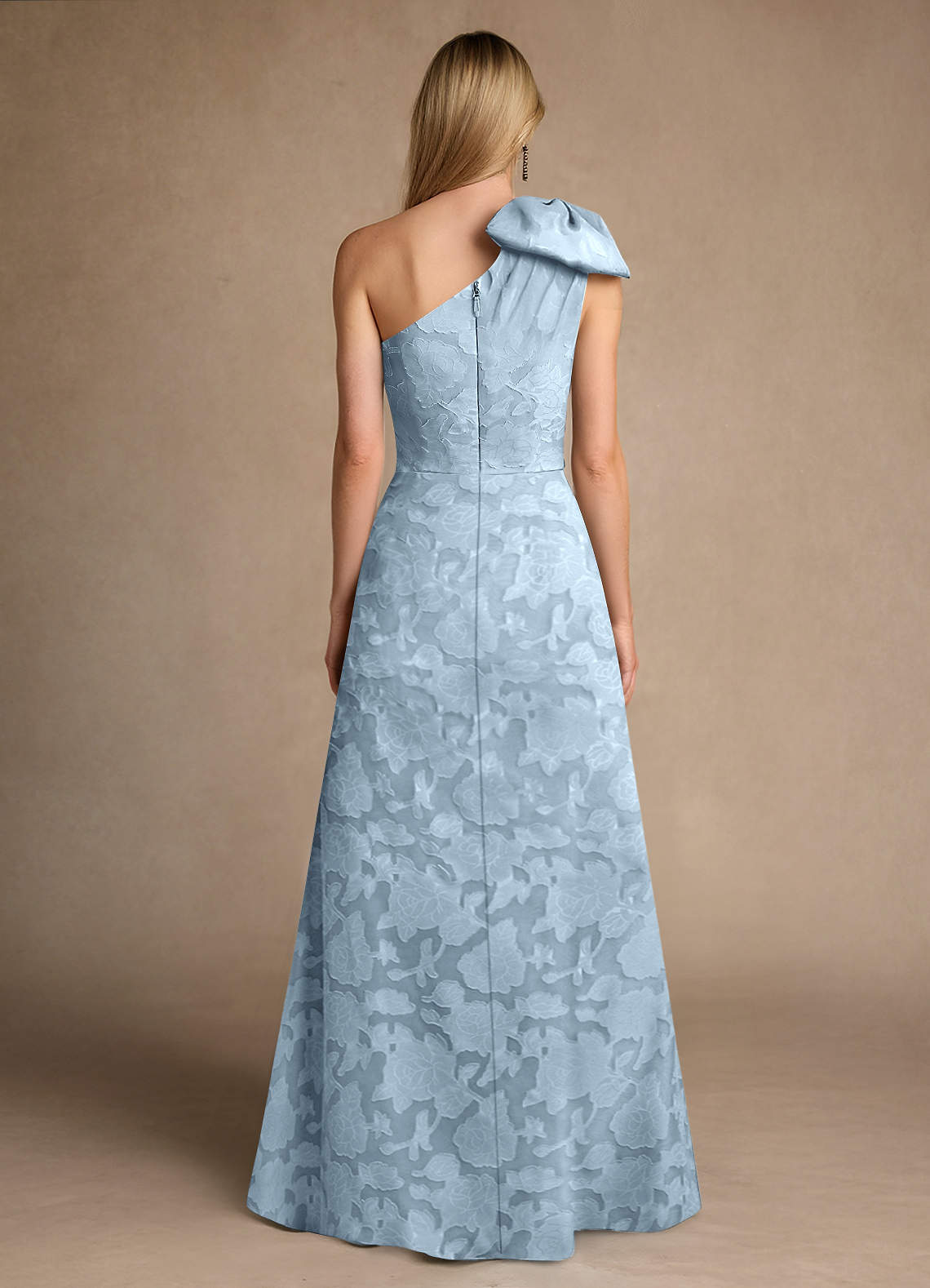 Azazie Easton vestidos de madre de la novia Vestido de Azul Cielo de Devorado Floral de Princesa con Hombro unilateral image1