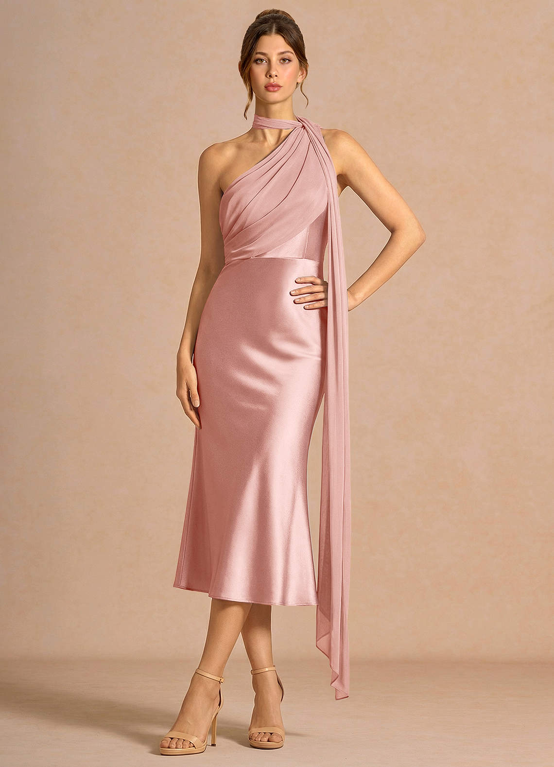 open lace back dress Timeless Allure Satin Midi Dress in Pink – Impressions Online Boutique