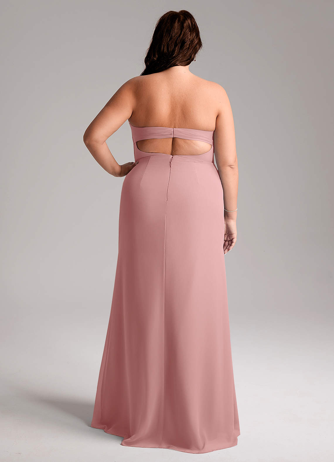 Azazie Leonis Bridesmaid Dresses Dusty Rose Sheath Strapless Chiffon Convertible Dress image9