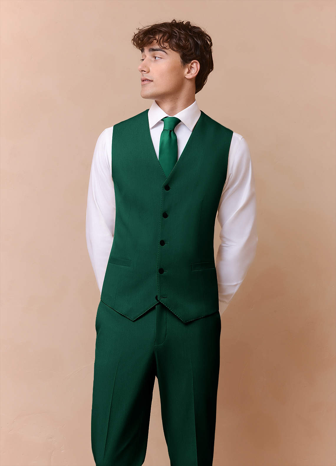 front James Emerald Structured Stretch Suit Vest