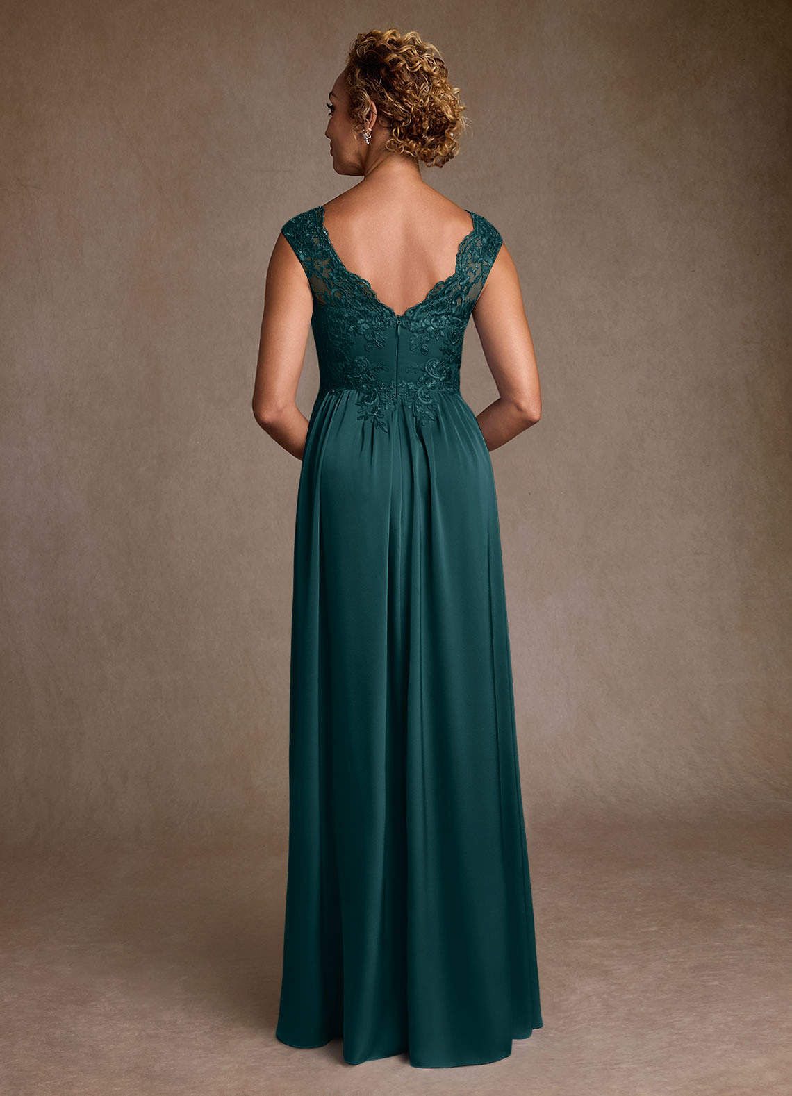 Azazie Amethyst Mother of the Bride Dresses Pine A-Line Lace Dress image1