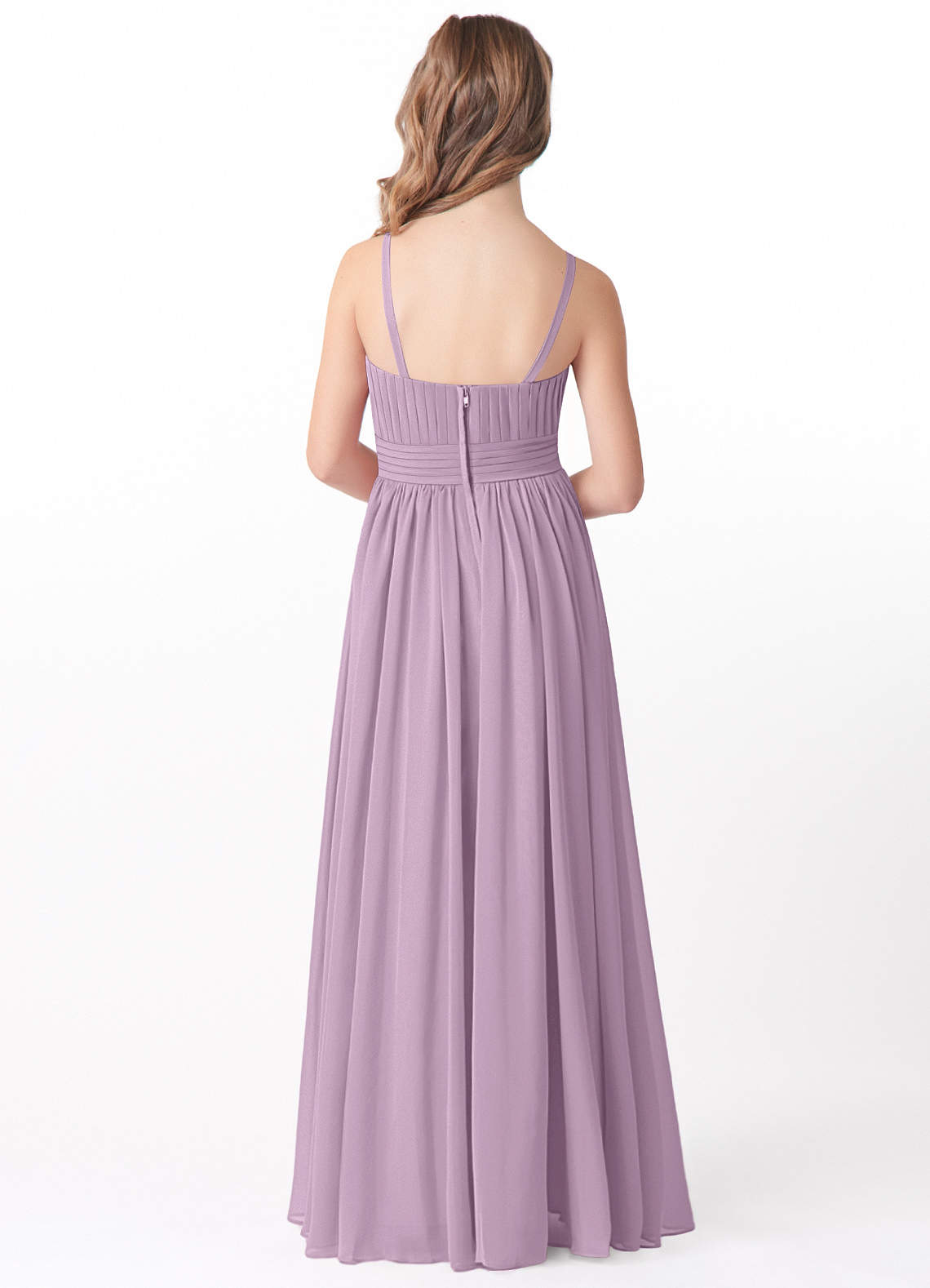 Azazie Astrid Junior Vestido Glicínia de Chiffon de Linha A com Floral image1