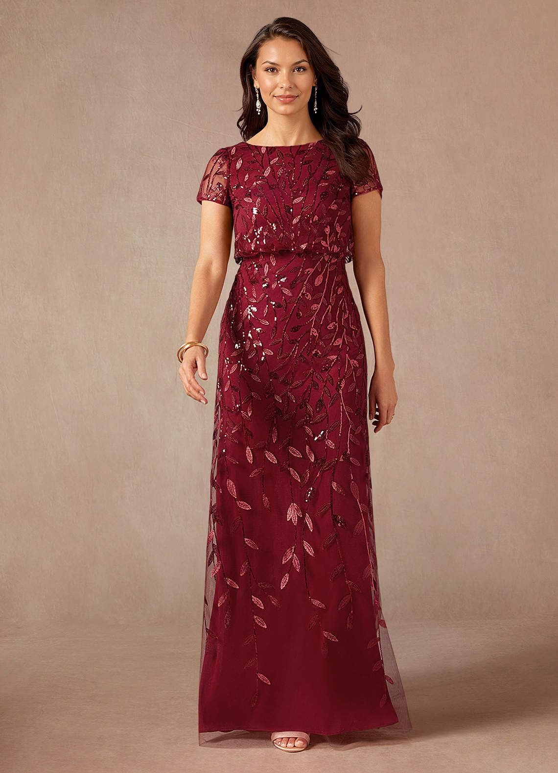 Azazie Lehi vestidos de madre de la novia Vestido de Cabernet de Lentejuelas de Corte En A image3