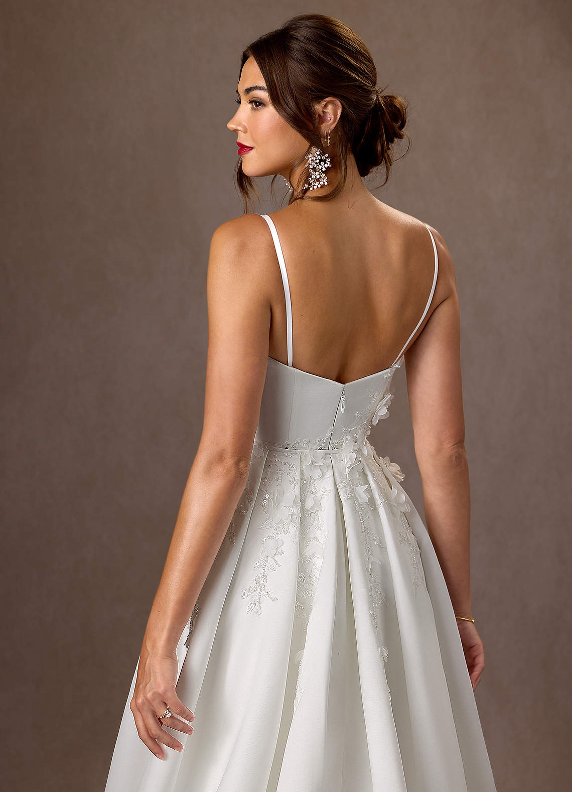 Azazie Sersi Robes de mariée Robe Sirène en Mat Satiné Sans bretelle Blanc De Diamant image6