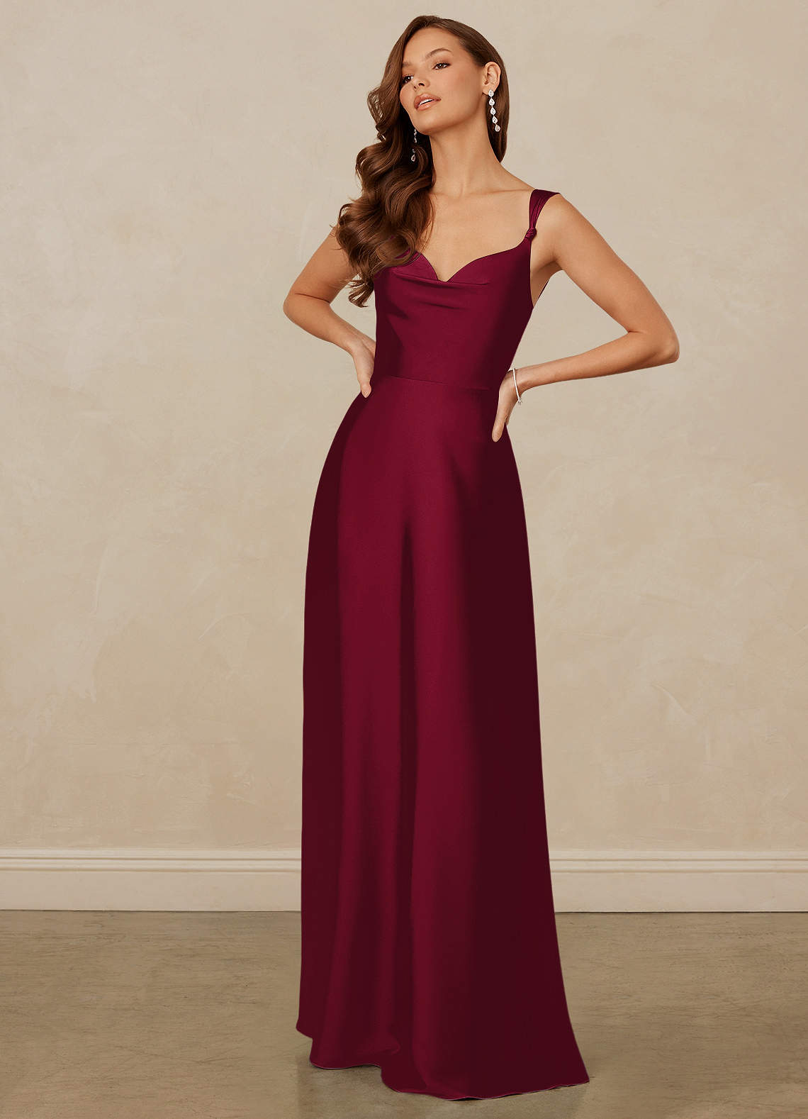 Christian Siriano Bridal for Azazie 1001 Bridesmaid Dresses Cowl Neck Stretch Satin A-line Dress image2