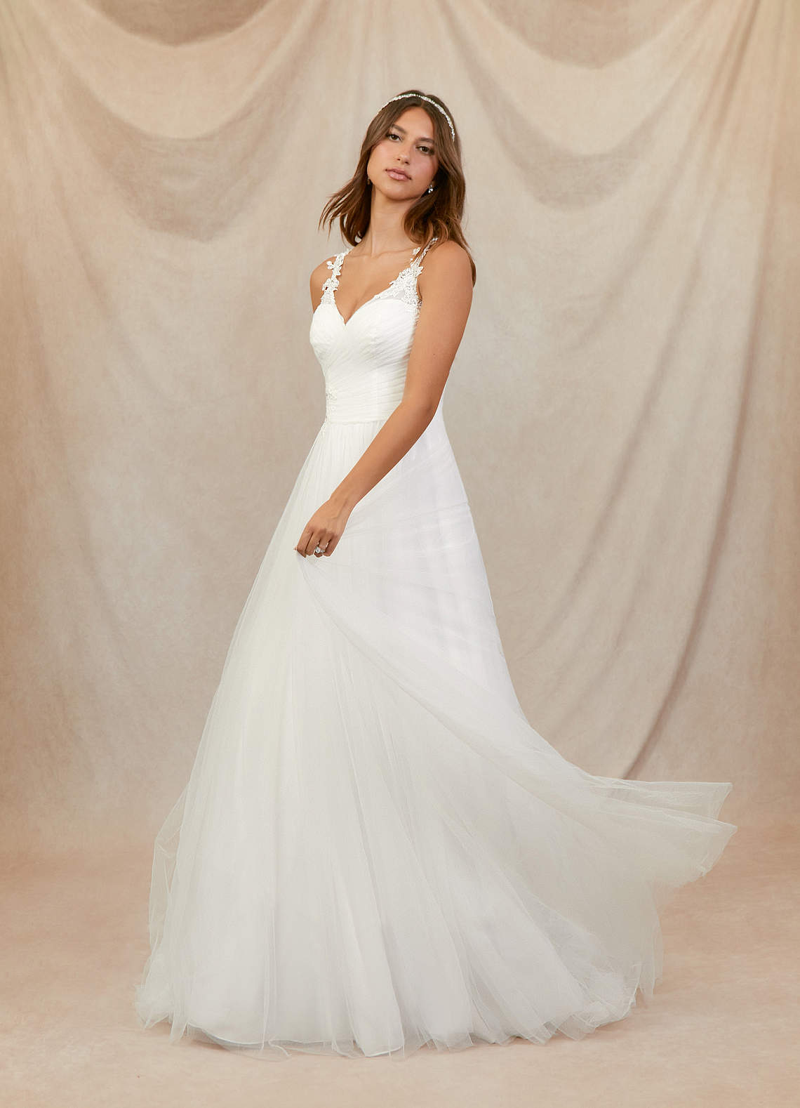 Azazie Varela Wedding Dresses Ball-Gown Lace Tulle Chapel Train Dress image1