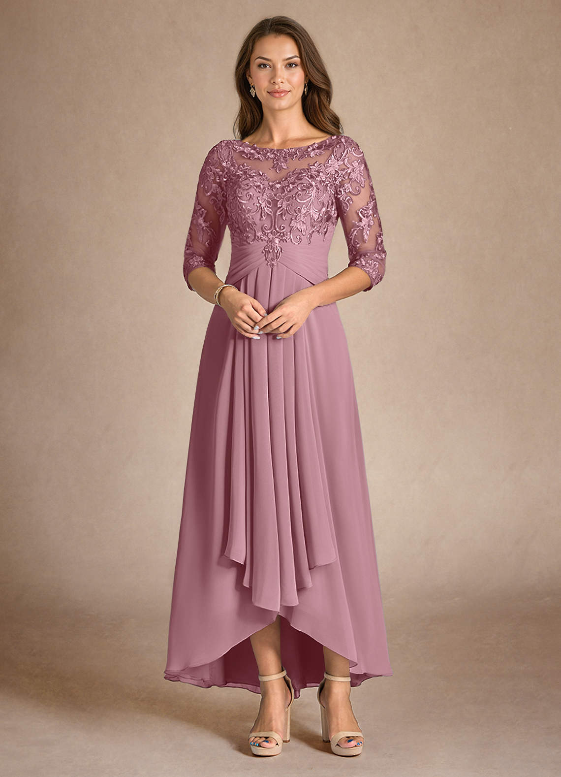 Azazie Marietta Vintage Mauve A-Line Lace Dress | Azazie Azazie Marietta Vintage Mauve A-Line Lace Dress | Azazie