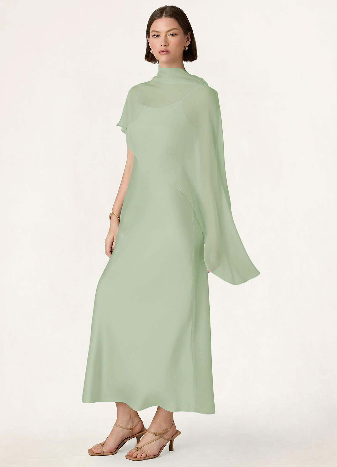 chiffon bias cut dress Azazie Matching Color Chiffon Bias Cut Cape