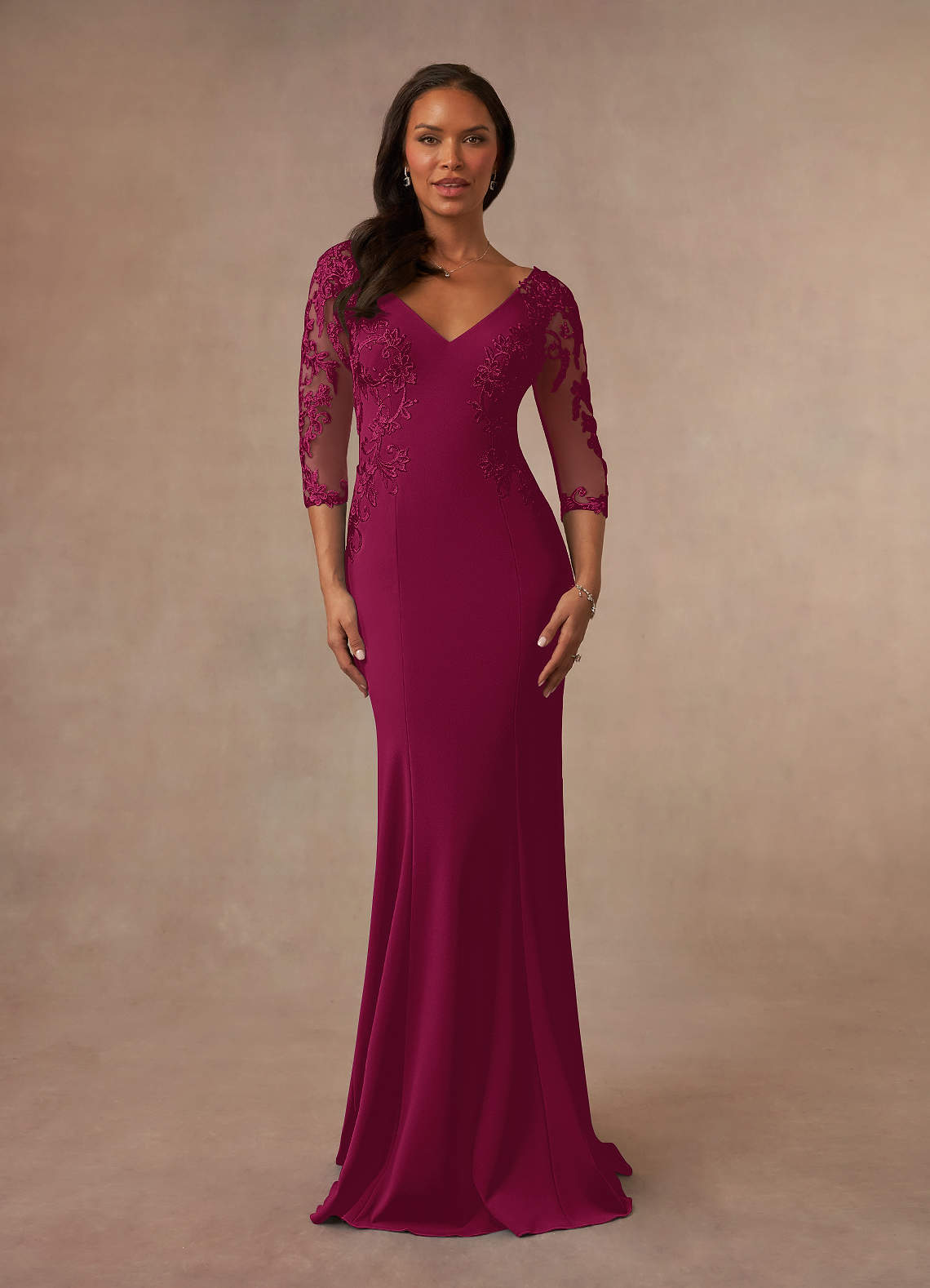 Azazie Fanny Mother of the Bride Dresses Burgundy Mermaid Lace Dress image1