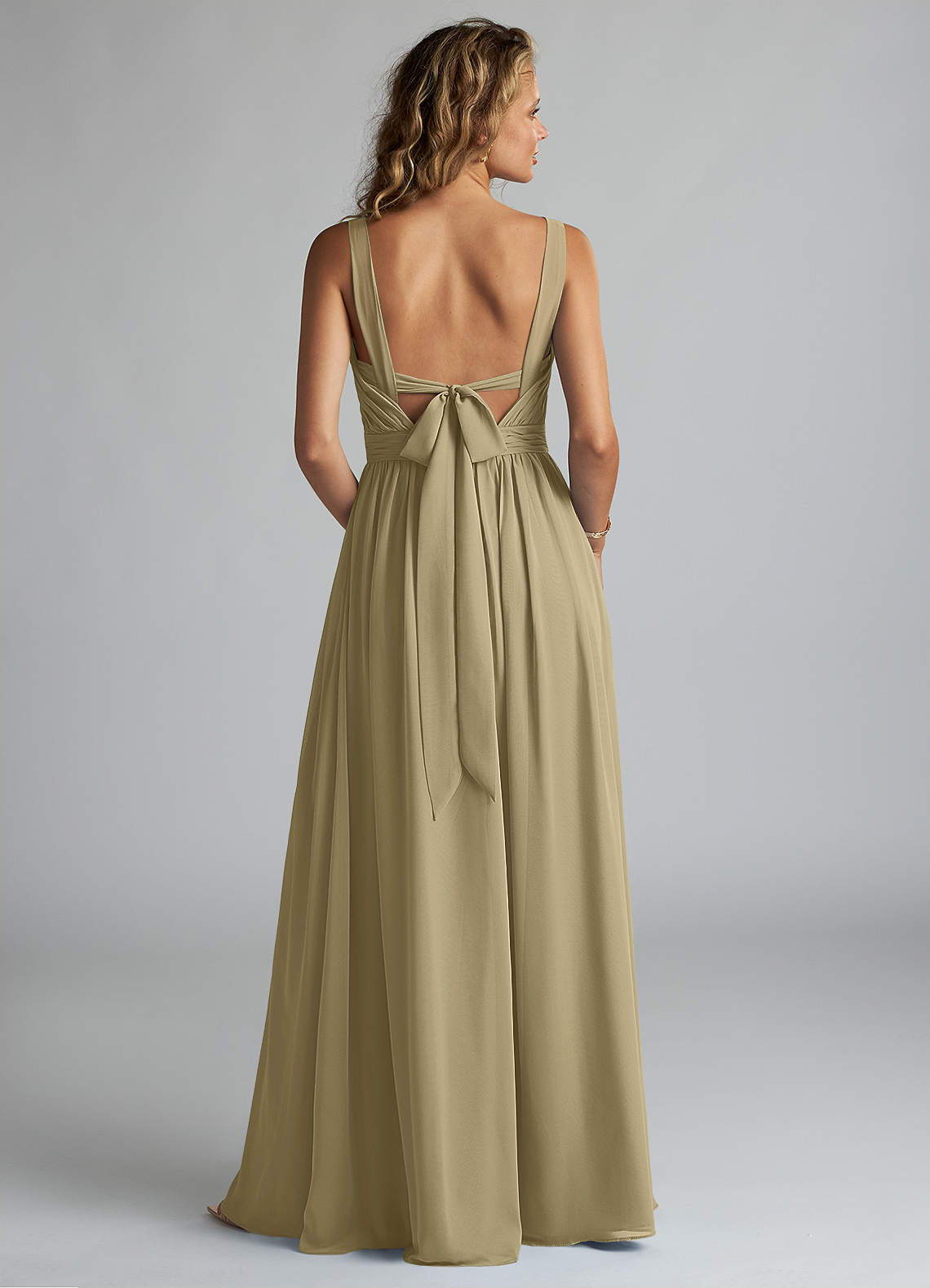 chiffon moss green dress Bridesmaid Dresses Moss A-Line V-Neck Spaghetti Straps Ruched Chiffon Bridesmaid Dresses With Slit