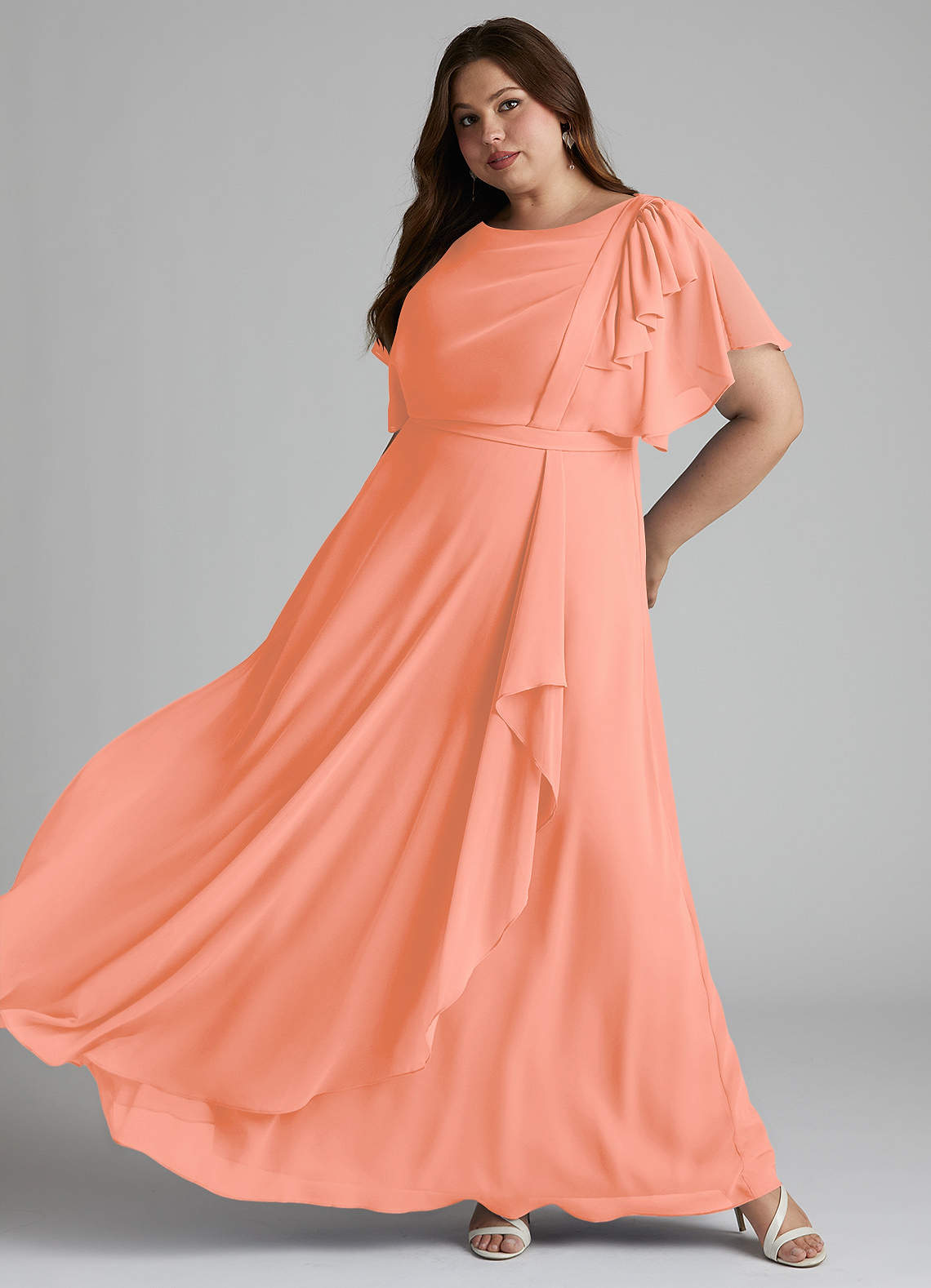 Azazie Aaliyah Modest Bridesmaid Dresses A-Line Scoop Pleated Chiffon Floor-Length Dress image7