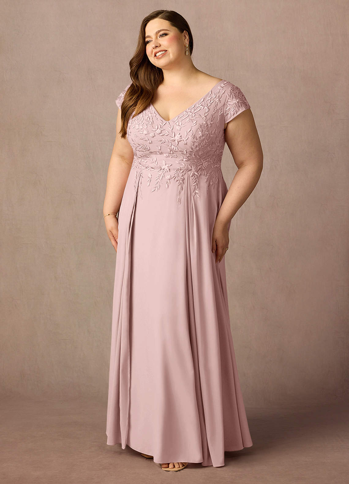Azazie Rosemarie Mother of the Bride Dresses Dusty Rose A-Line Lace Dress image1