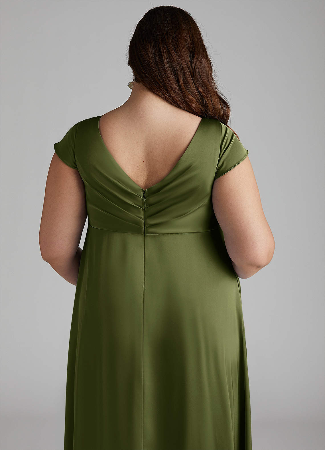 Azazie Allessia Maternity Bridesmaid Dresses A-Line Pleated Stretch Satin Floor-Length Dress image11