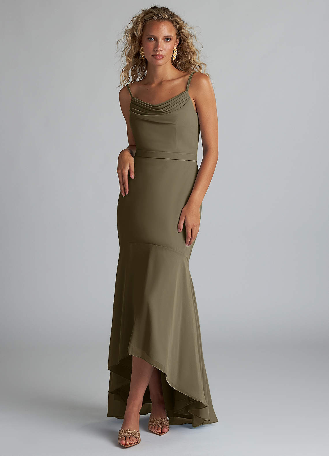 Azazie Summer Final Sale Amethyst Mermaid Scoop Cowl Chiffon Dress image1