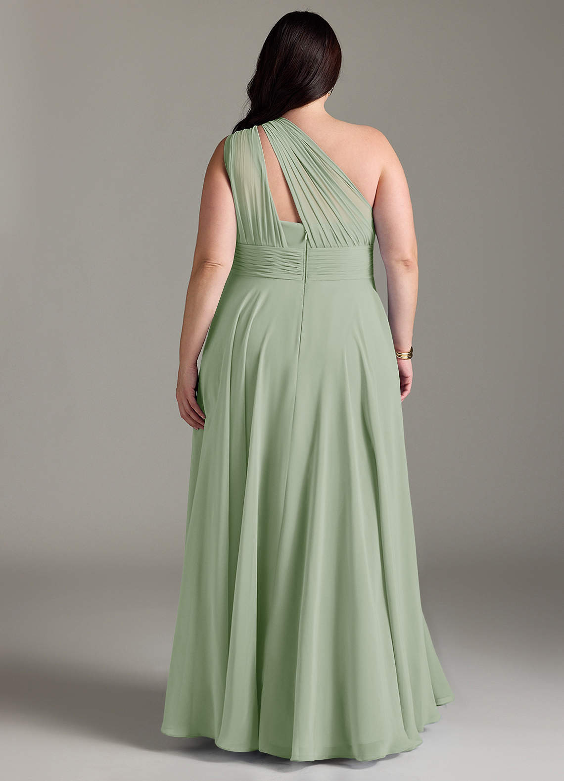 Azazie Charlize Bridesmaid Dresses Dusty Sage A-Line One Shoulder Chiffon Dress image7