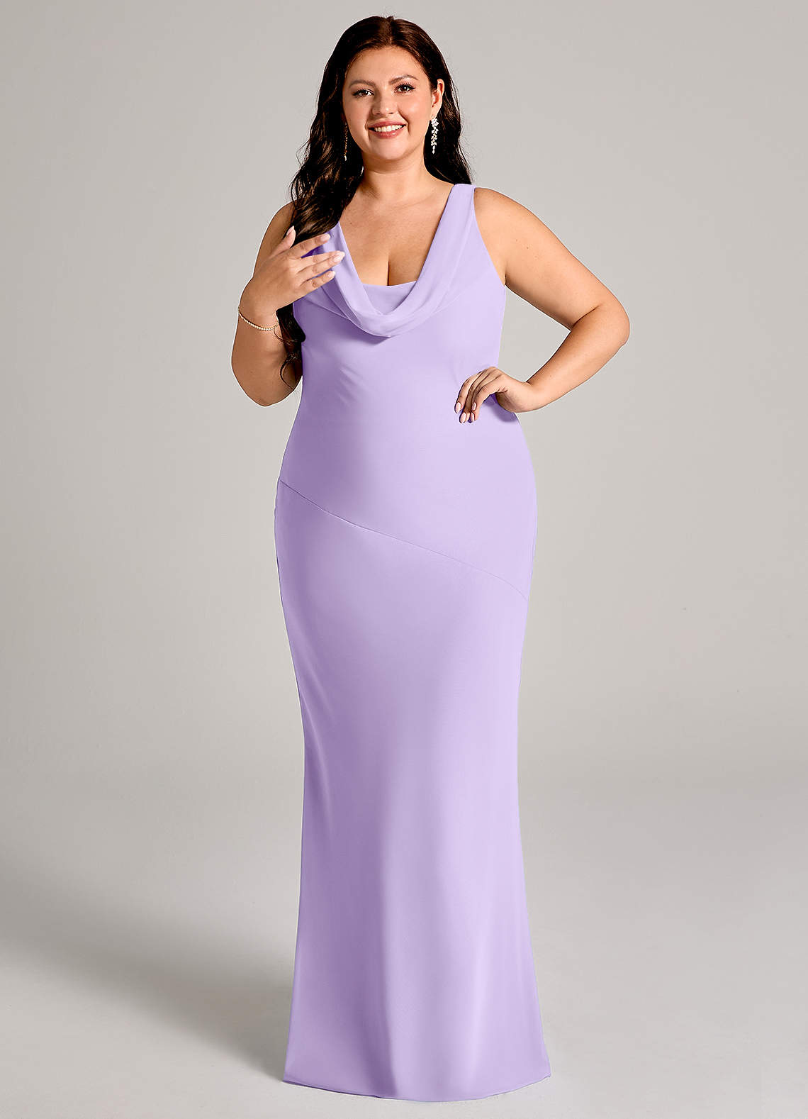 Azazie Rylina Bridesmaid Dresses Lilac Mermaid Pleated Chiffon Dress image9