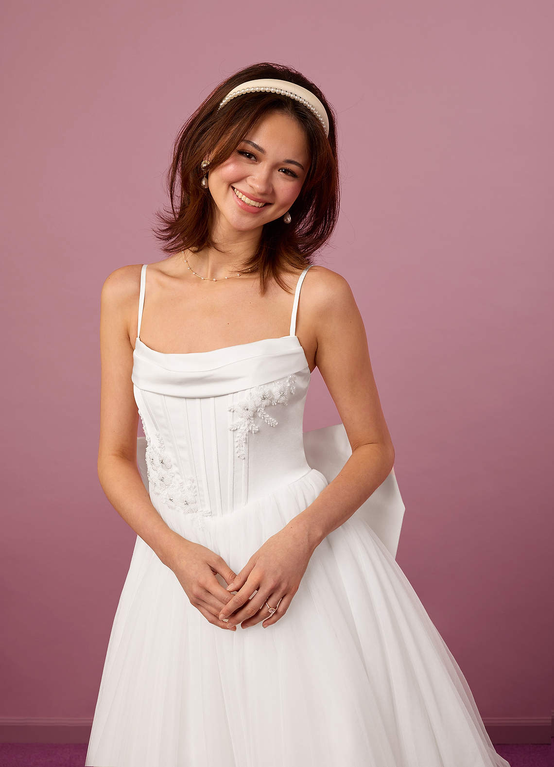 Barbie ♥ Azazie Wedding Dresses A-Line Pleated Tulle Tea-Length Dress image4