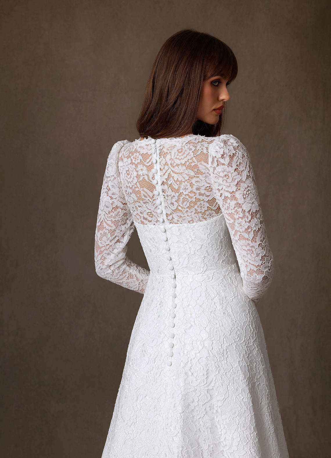 Azazie Kimani Wedding Dresses Diamond White A-Line Lace Dress image3
