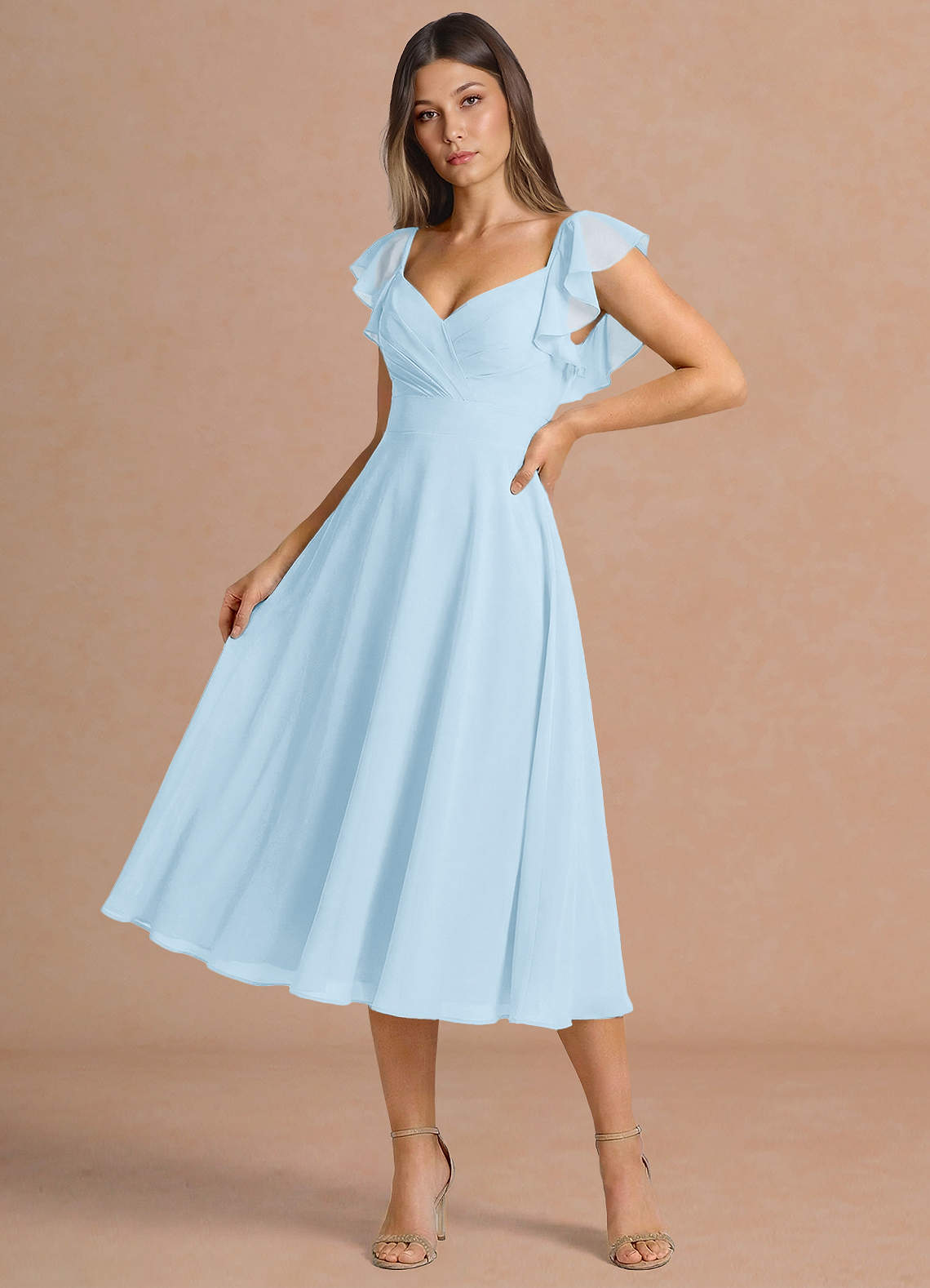 leilani midi dress Azazie Sweetheart A-Line Ruffles Midi Cocktail Dresses in Sky Blue