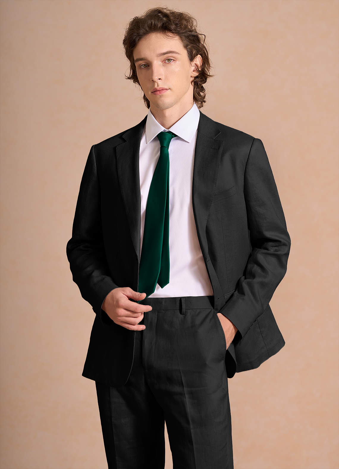 Harrison Black 100% Linen Suit Jacket | Slim Long Suit Jackets 