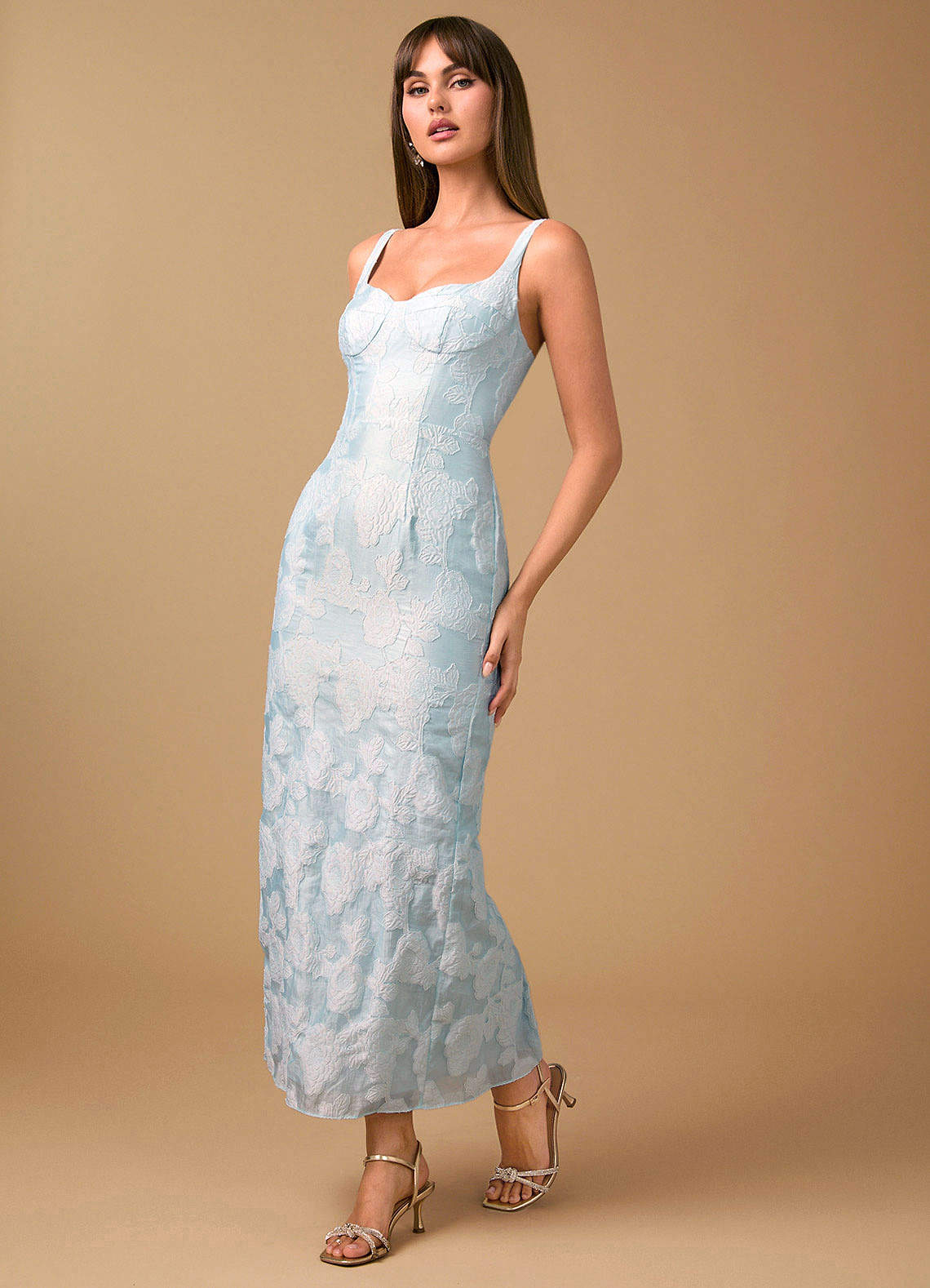 Azazie Sweetheart Column Maxi Wedding Guest Formal Dresses In Pale Blue