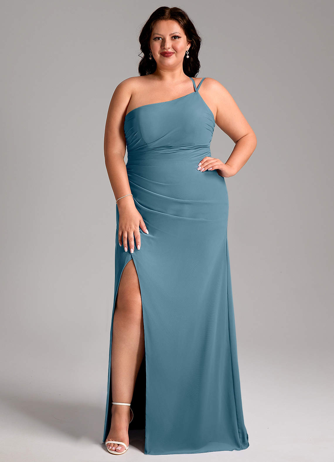 Azazie Eren Brudtärnklänningar Klä av Tubklänning i Chiffong Ena axeln Bermuda image1