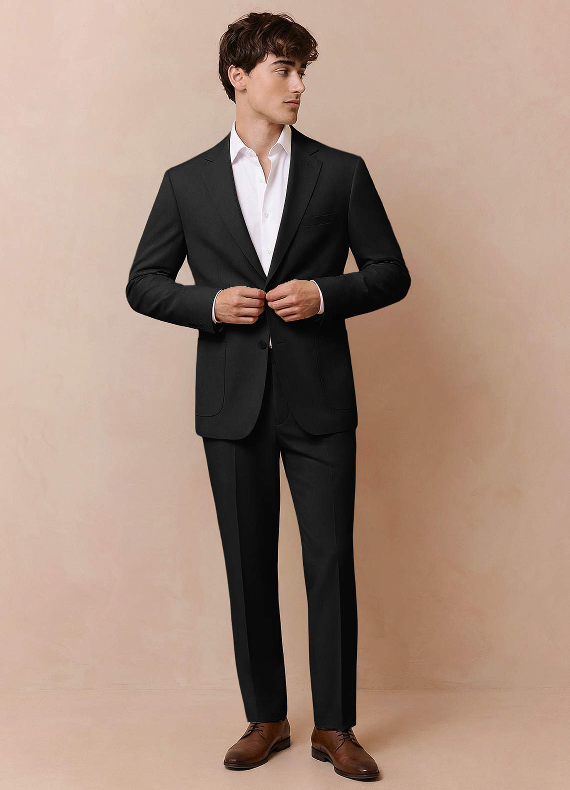 front Owen Black Lightweight Tailored Suit Jacket