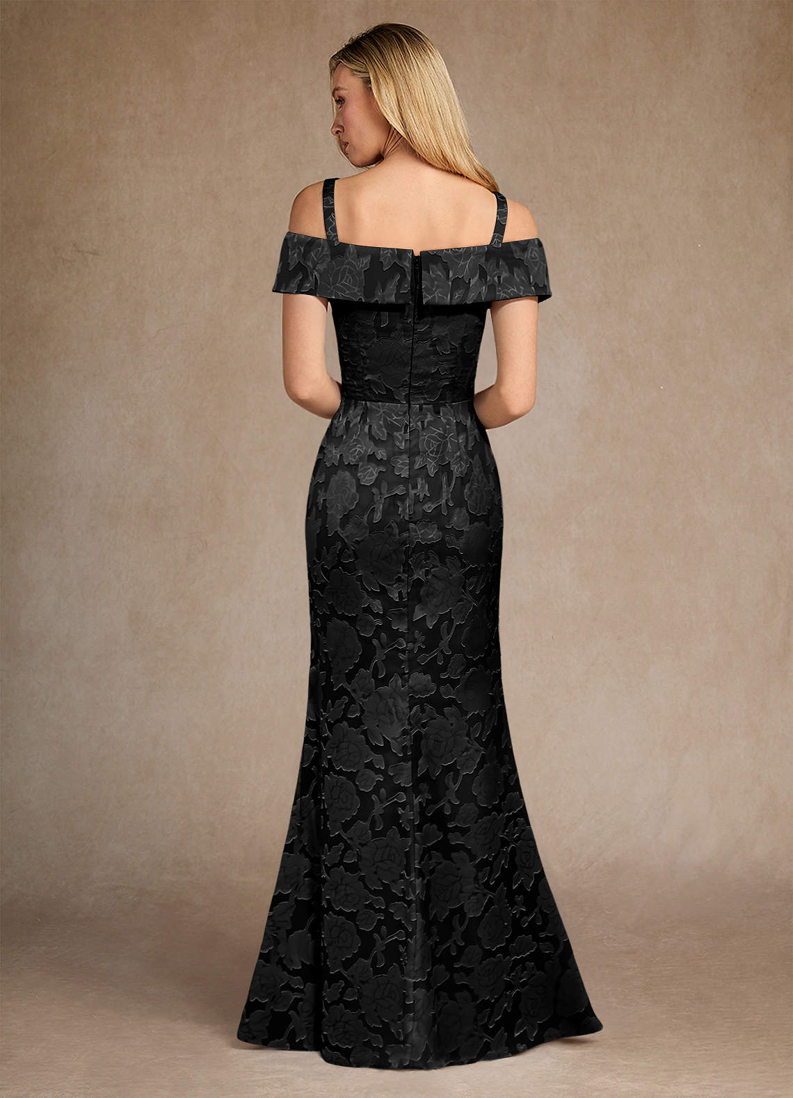 Azazie Canton vestidos de madre de la novia Vestido de Negro de Devorado Floral de Sirena con Vestidos sin tirantes image3