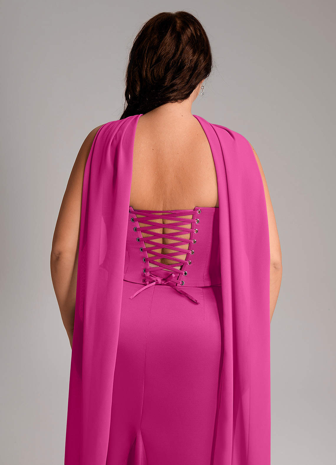 Azazie Sorrel Vestidos de damas de honor Vestido de Fucsia de Satén Elástico de Corte Sirena Convertible con Sin tirantes image10