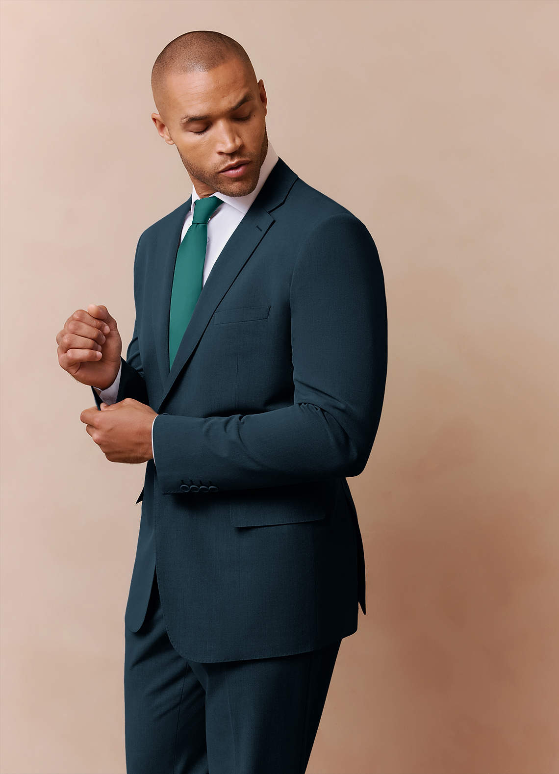 front Savile Teal Wool Blend Suit Jacket