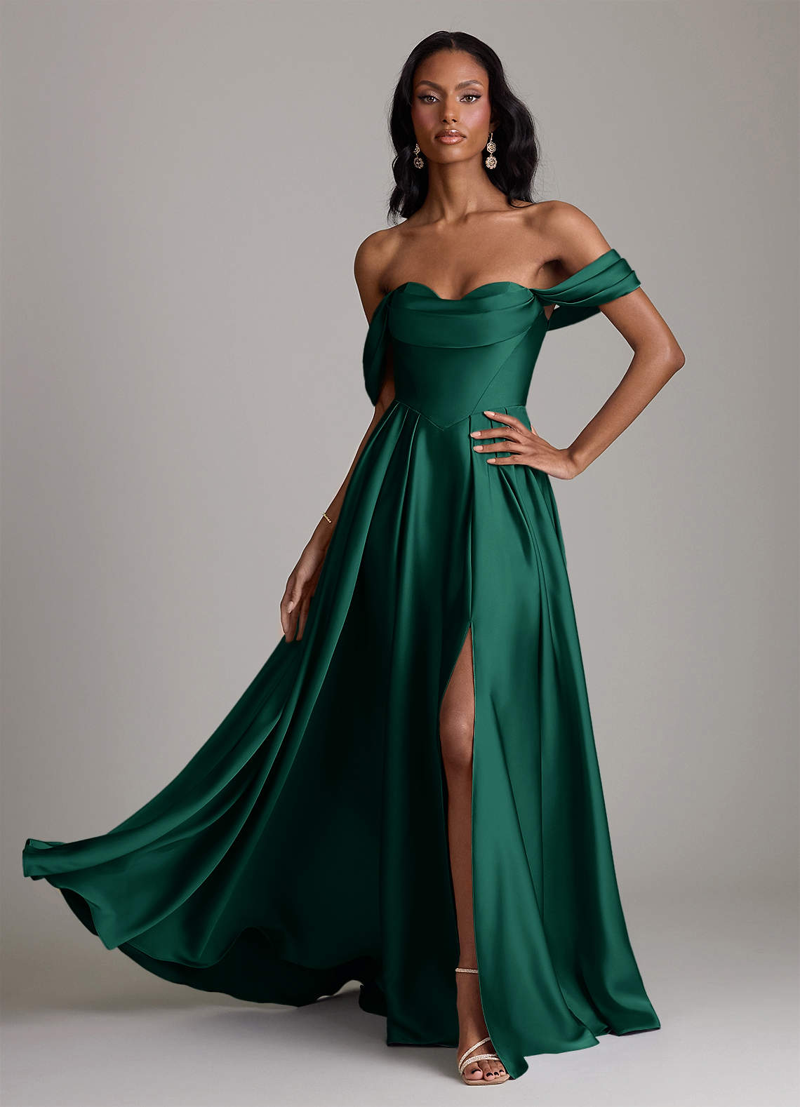 navy blue dress for baby girl Ladivine 7493 - Draped Satin Evening Gown 12 / Lavender main image 1