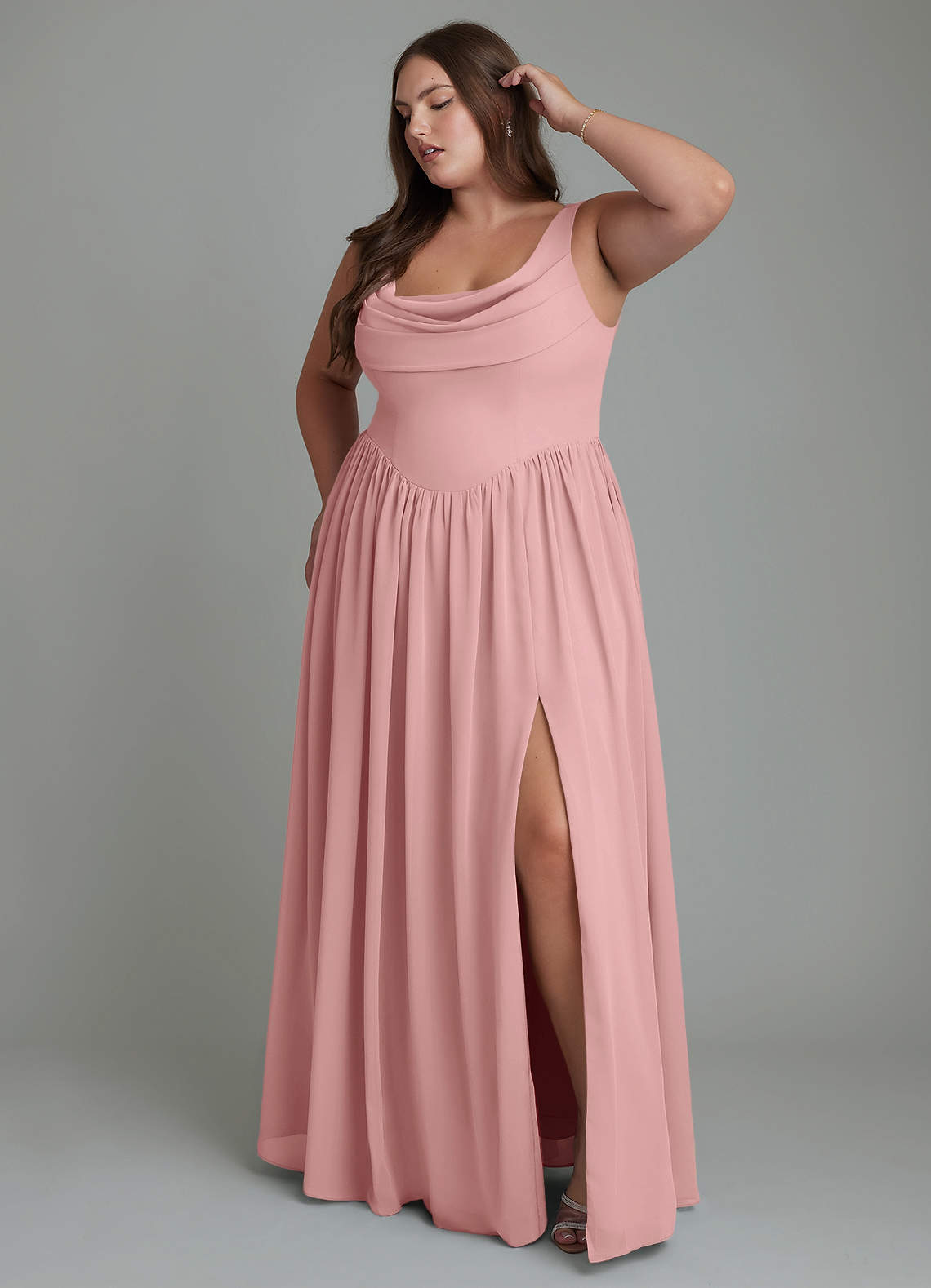 Azazie Novi Bridesmaid Dresses Dusty Rose A-Line Pleated Chiffon Dress image8