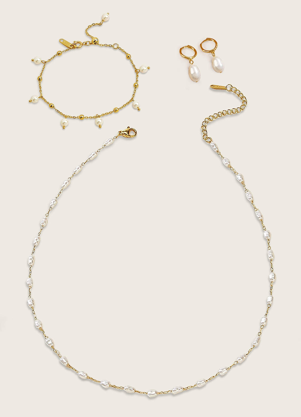 front Conjunto de joyas de hilo de perlas