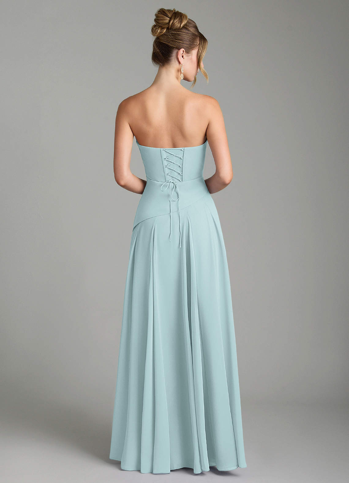 Azazie Gabriela Bridesmaid Dresses Mist A-Line Corset Chiffon Dress image7
